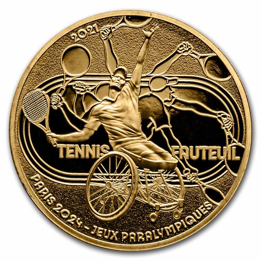 2021 1/4 oz Pf AU €50 Paris 2024 Olympics: Wheelchair Tennis