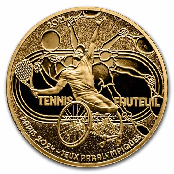 2021 1/4 oz Pf AU €50 Paris 2024 Sports Series Wheelchair Tennis