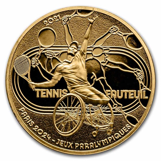 2021 1/4 oz Pf AU €50 Paris 2024 Sports Series Wheelchair Tennis 2021 1/4 oz Pf AU €50 Paris 2024 Sports Series Wheelchair Tennis