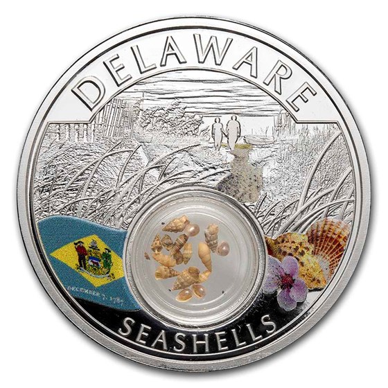 2021 1 oz Ag Treasures of the U.S. Delaware Seashells (Colorized) 2021 1 oz Ag Treasures of the U.S. Delaware Seashells (Colorized)
