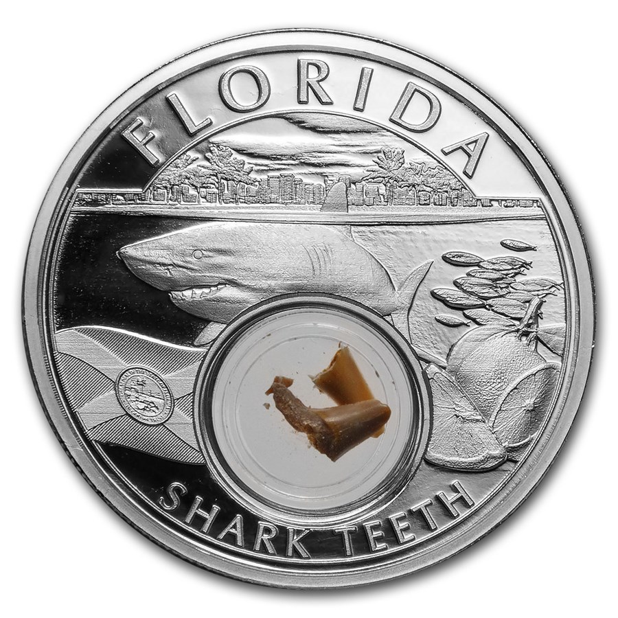 2021 1 oz Ag Treasures of the U.S. Florida Shark Teeth (Box/COA)