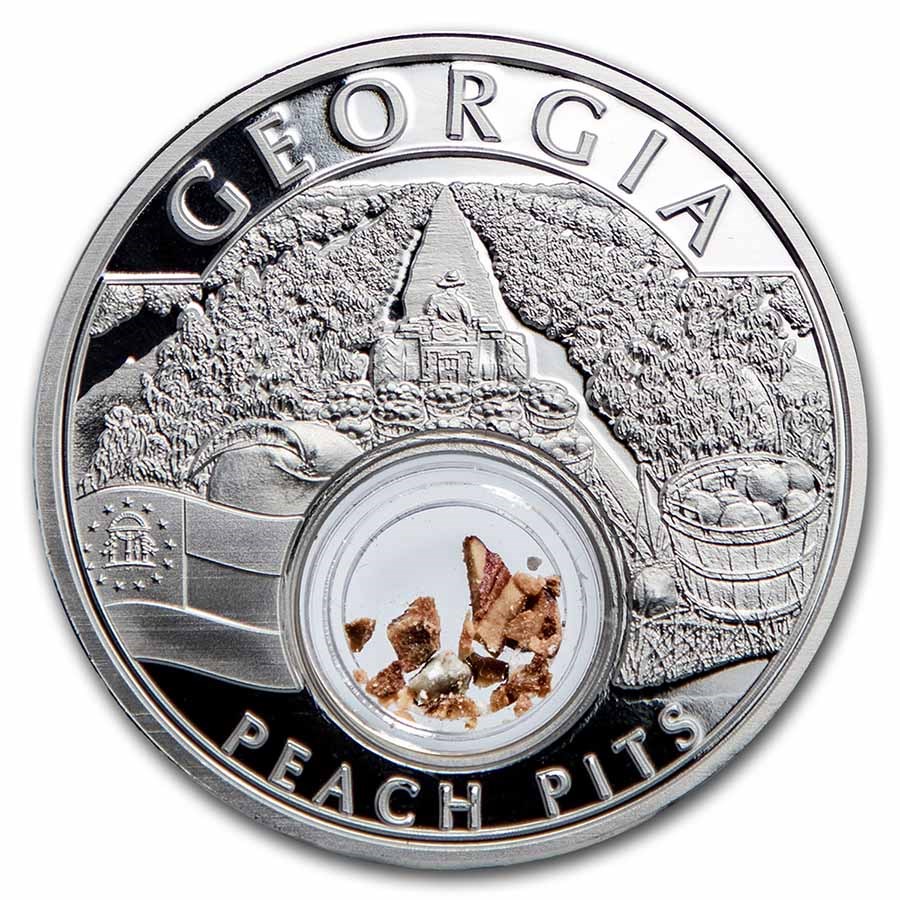 2021 1 oz Ag Treasures of the U.S. Georgia Peach Pits (Box/COA)