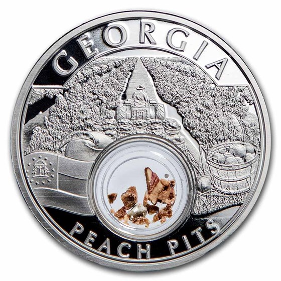 2021 1 oz Ag Treasures of the U.S. Georgia Peach Pits (Box/COA) 2021 1 oz Ag Treasures of the U.S. Georgia Peach Pits (Box/COA)