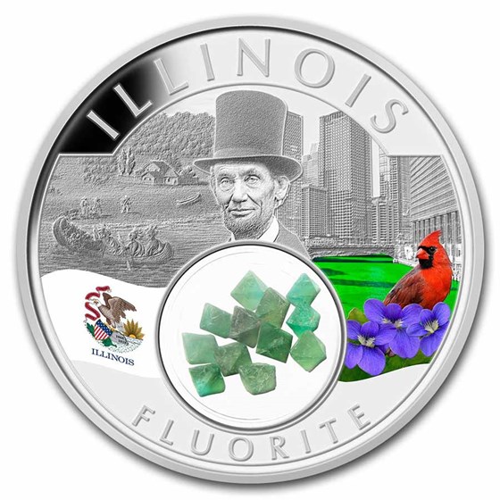 2021 1 oz Ag Treasures of the U.S. Illinois Fluorite (Colorized) 2021 1 oz Ag Treasures of the U.S. Illinois Fluorite (Colorized)