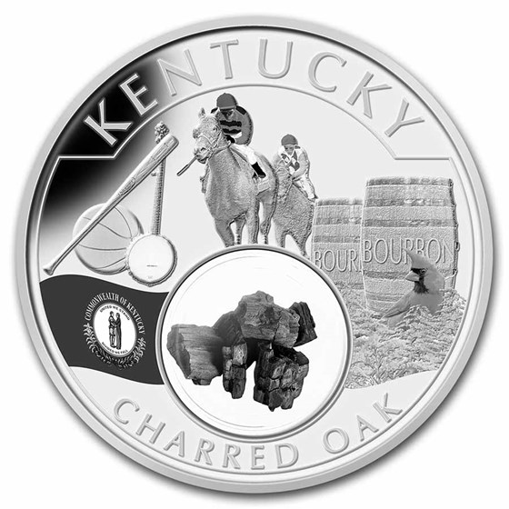 2021 1 oz Ag Treasures of the U.S. Kentucky Charred Oak (Box/COA) 2021 1 oz Ag Treasures of the U.S. Kentucky Charred Oak (Box/COA)