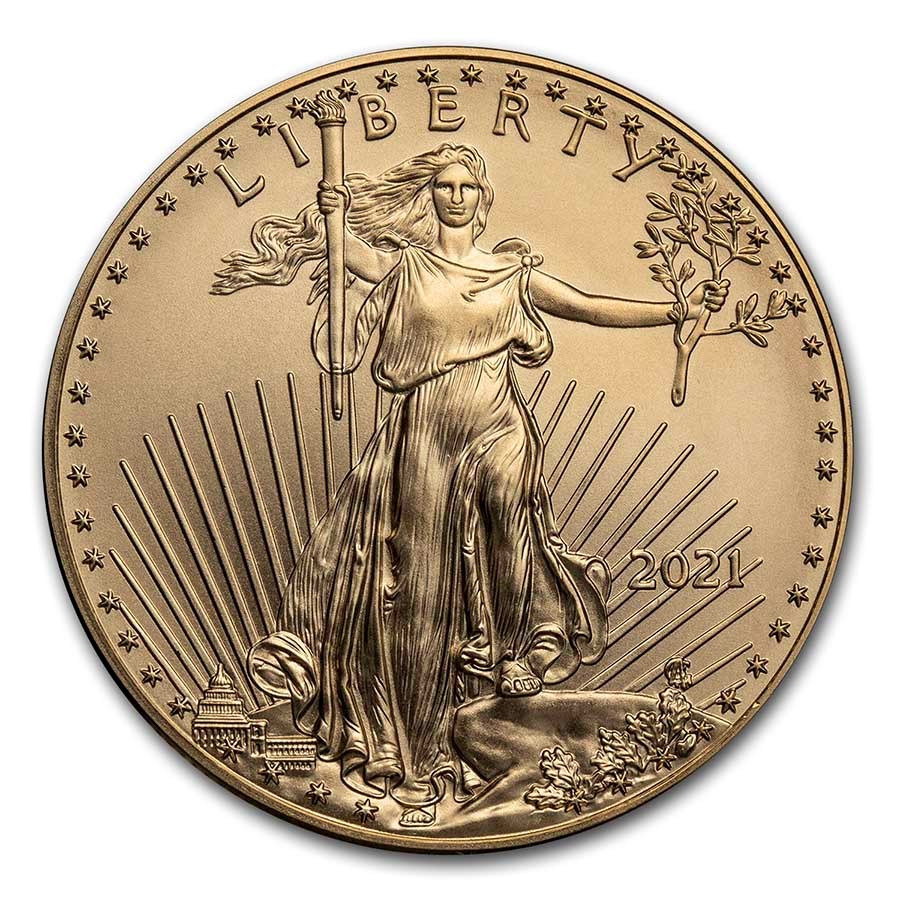 Buy 2021 1 oz American Gold Eagle BU (Reverse Strike-Thru) | APMEX