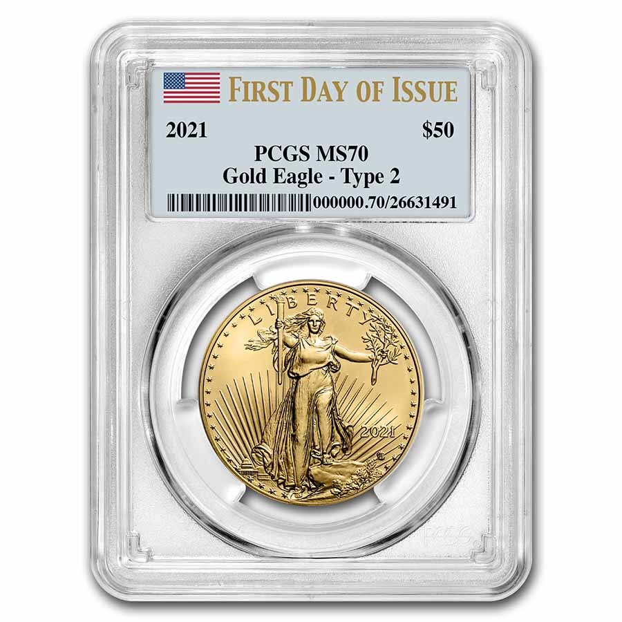 Buy 2021 1 oz American Gold Eagle MS70 PCGS (FDI, Type 2) APMEX
