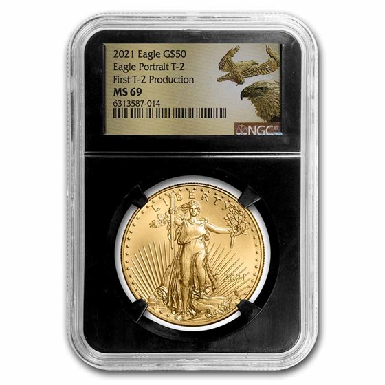 2021 1 oz American Gold Eagle (T2) MS-69 NGC (First Production) 2021 1 oz American Gold Eagle (T2) MS-69 NGC (First Production)