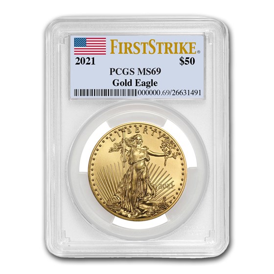 2021 1 oz American Gold Eagle (Type 1) MS-69 PCGS (FirstStrike®) 2021 1 oz American Gold Eagle (Type 1) MS-69 PCGS (FirstStrike®)