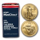 2021 1 oz American Gold Eagle (Type 2) (20-Coin MintDirect® Tube)