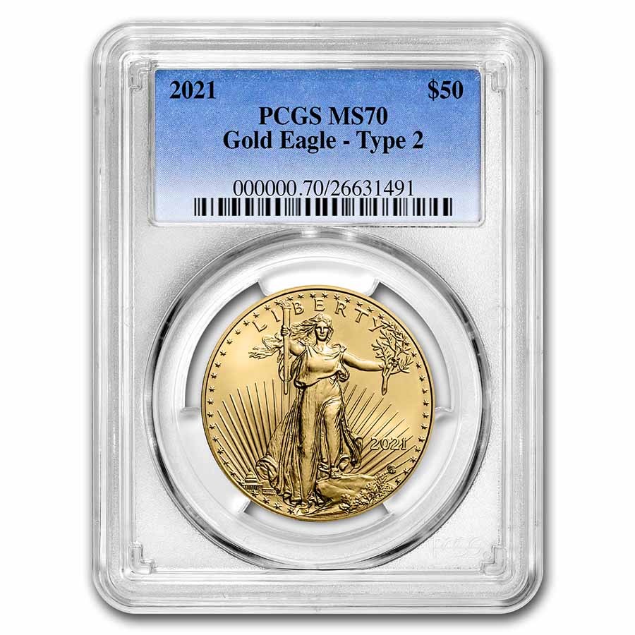 2021 1 oz American Gold Eagle (Type 2) MS-70 PCGS