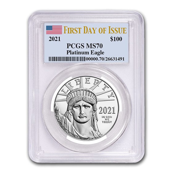 2021 1 oz American Platinum Eagle MS-70 PCGS (First Day of Issue) 2021 1 oz American Platinum Eagle MS-70 PCGS (First Day of Issue)