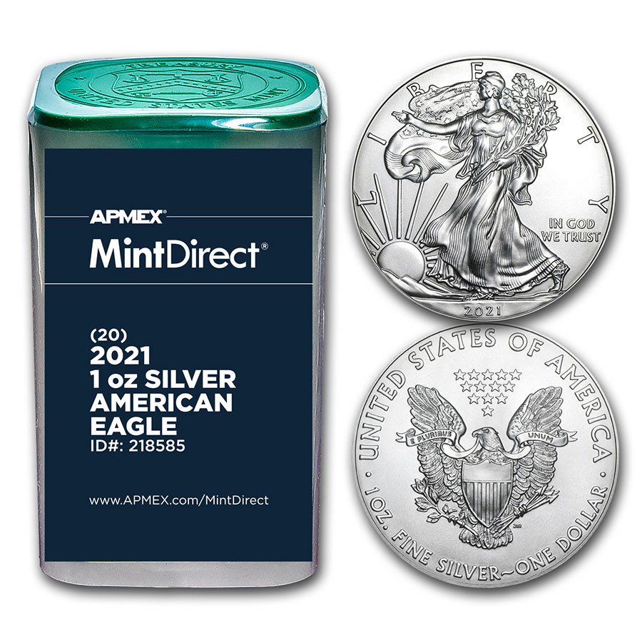 2021 1 oz American Silver Eagles (Type 1) (20-Coin MD® Tube)