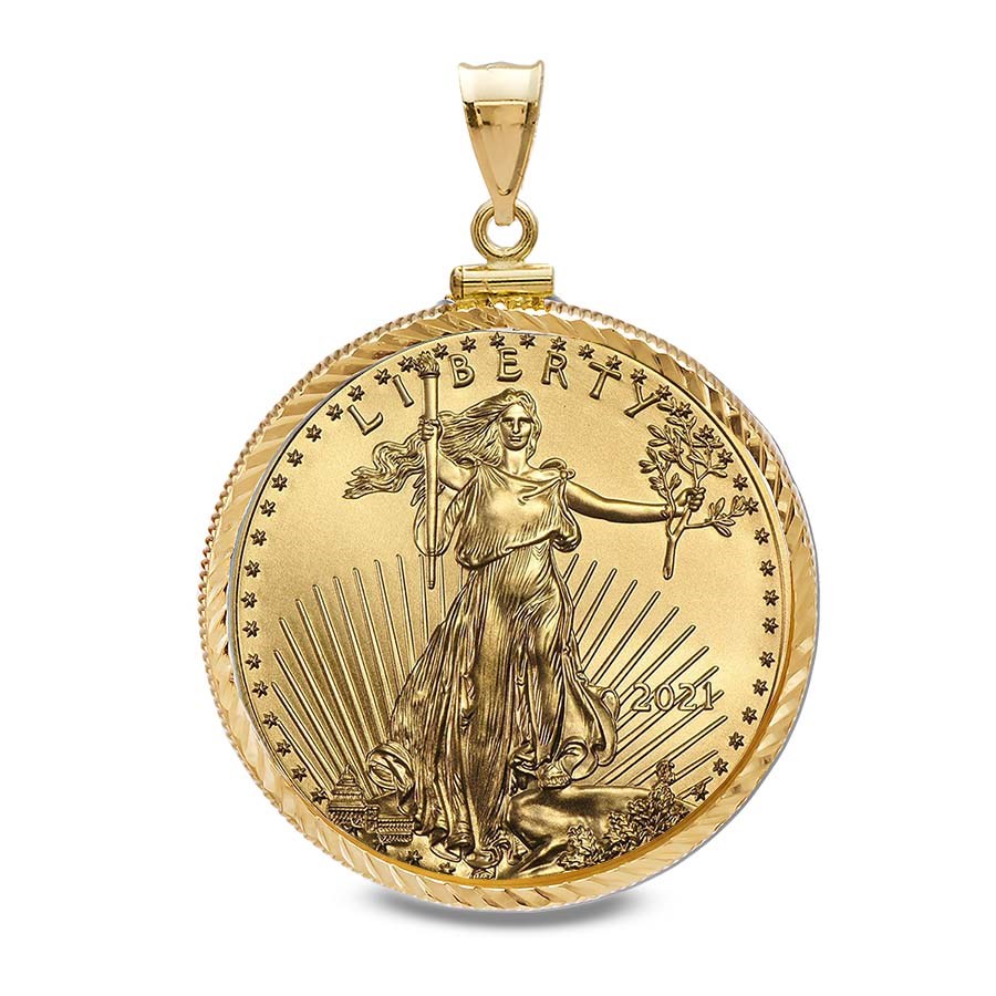 2021 1 oz Gold Eagle Pendant (Diamond-ScrewTop Bezel)
