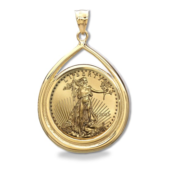 2021 1 oz Gold Eagle Teardrop Pendant (Prong Bezel) 2021 1 oz Gold Eagle Teardrop Pendant (Prong Bezel)