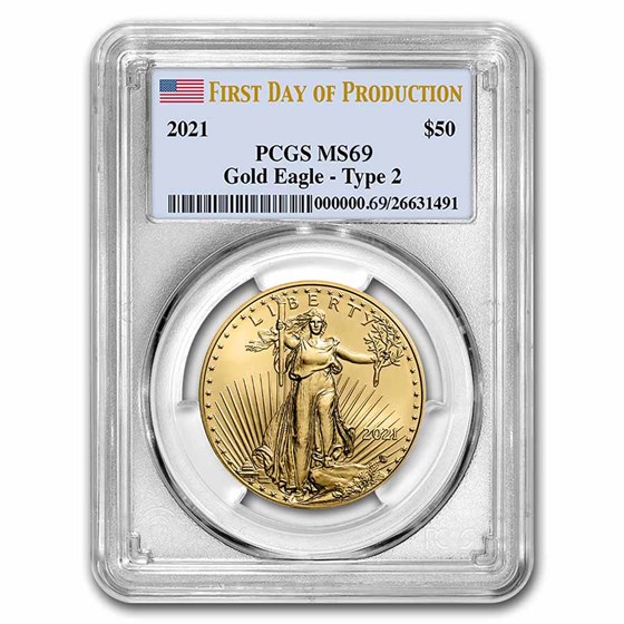 2021 1 oz Gold Eagle (Type 2) MS-69 PCGS (First Production) 2021 1 oz Gold Eagle (Type 2) MS-69 PCGS (First Production)