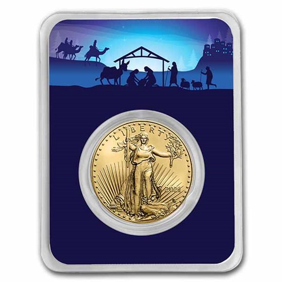 2021 1 oz Gold Eagle Type 2 - w/Starry Night Nativity Card 2021 1 oz Gold Eagle Type 2 - w/Starry Night Nativity Card