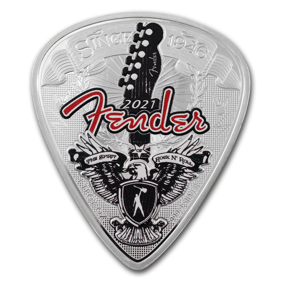2021 1 oz Proof Silver Fender® Guitar Pick 75th Anniversary