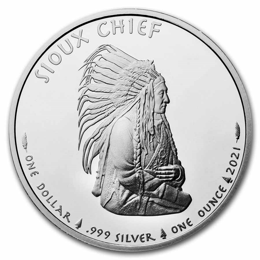 2021 1 oz Silver $1 Sioux Indian Chief Portrait BU