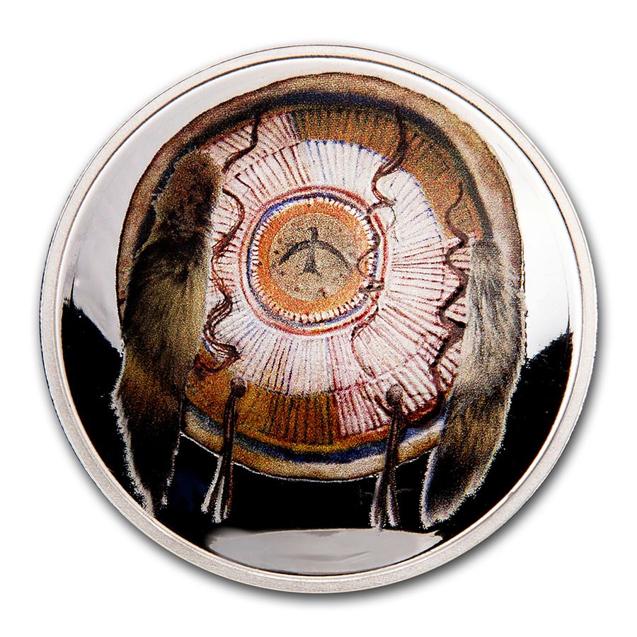 2021 1 oz Silver Domed Native American Weapons Sioux Bow & Arrow