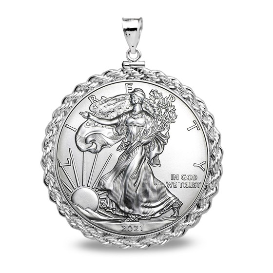 2021 1 oz Silver Eagle Pendant (Rope-ScrewTop Bezel) 2021 1 oz Silver Eagle Pendant (Rope-ScrewTop Bezel)