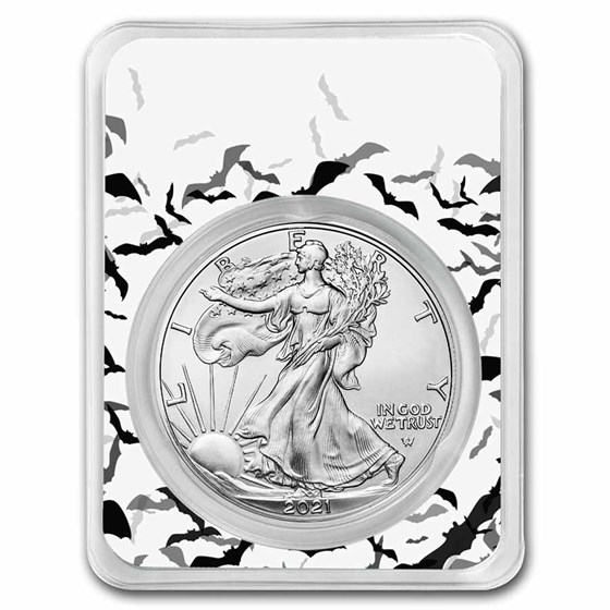 2021 1 oz Silver Eagle Type 2 - (w/Black Bats Card, In TEP) 2021 1 oz Silver Eagle Type 2 - (w/Black Bats Card, In TEP)