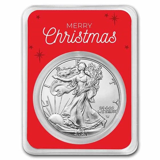 2021 1 oz Silver Eagle Type 2 - w/Christmas Snowy Village Card 2021 1 oz Silver Eagle Type 2 - w/Christmas Snowy Village Card