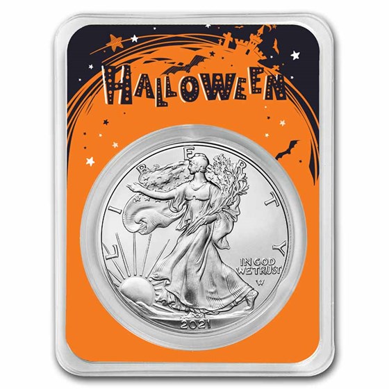 2021 1 oz Silver Eagle Type 2 - (w/Happy Halloween Card, In TEP) 2021 1 oz Silver Eagle Type 2 - (w/Happy Halloween Card, In TEP)