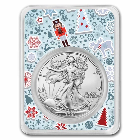 2021 1 oz Silver Eagle Type 2 - w/Nutcracker Collage Card 2021 1 oz Silver Eagle Type 2 - w/Nutcracker Collage Card