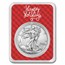2021 1 oz Silver Eagle Type 2 - w/Plaid Happy Holidays Card
