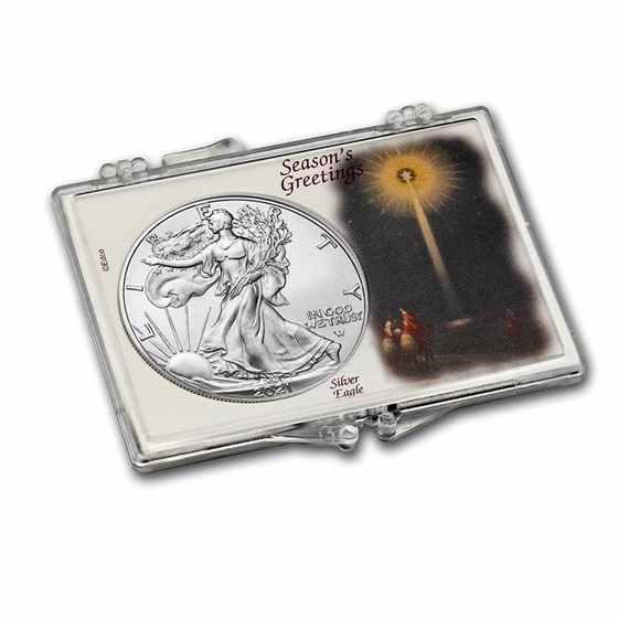 2021 1 oz Silver Eagle Type 2 - w/Snap-Lock, Season's Greetings 2021 1 oz Silver Eagle Type 2 - w/Snap-Lock, Season's Greetings