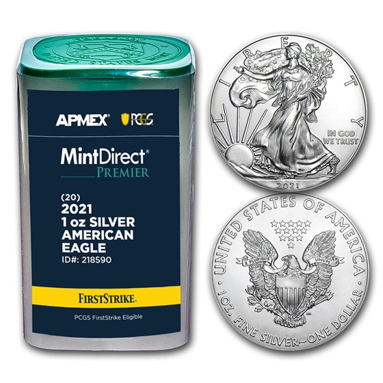 Buy 2021 1 oz Silver Eagles (20Coin MD Premier + PCGS FS Tube) APMEX