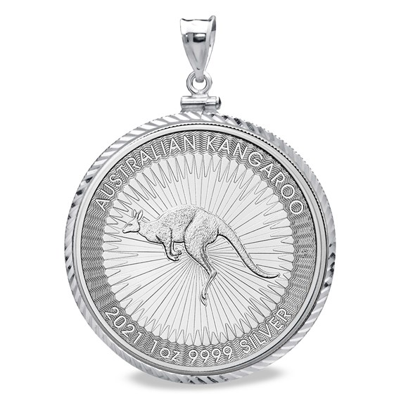 2021 1 oz Silver Kangaroo Pendant (Diamond-ScrewTop Bezel) 2021 1 oz Silver Kangaroo Pendant (Diamond-ScrewTop Bezel)