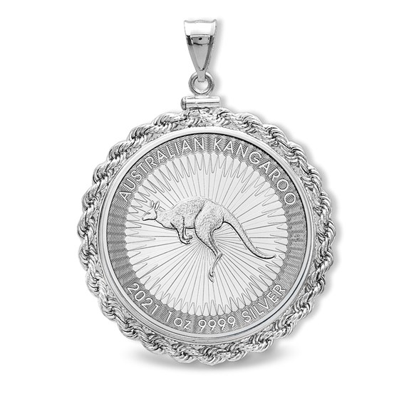 2021 1 oz Silver Kangaroo Pendant (Rope Style Bezel) 2021 1 oz Silver Kangaroo Pendant (Rope Style Bezel)