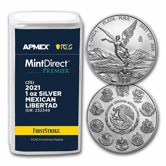 2021 1 oz Silver Libertad (25-Coin MD Premier® Tube + PCGS FS®)
