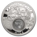 2021 1 oz Silver Treasures of the U.S. Connecticut Mica (Box/COA)