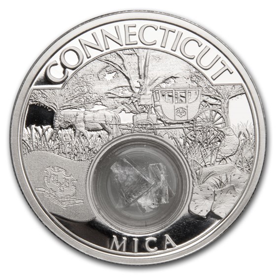 2021 1 oz Silver Treasures of the U.S. Connecticut Mica (Box/COA)