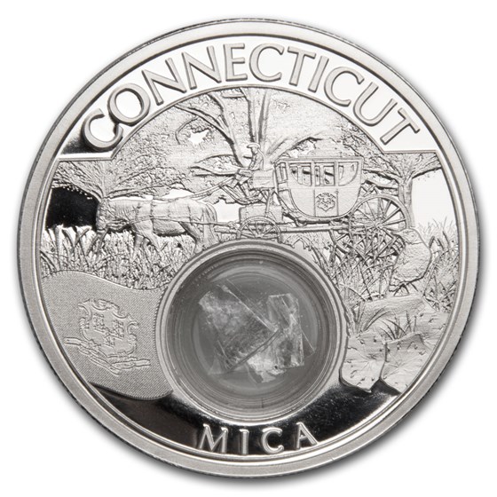 2021 1 oz Silver Treasures of the U.S. Connecticut Mica (Box/COA) 2021 1 oz Silver Treasures of the U.S. Connecticut Mica (Box/COA)