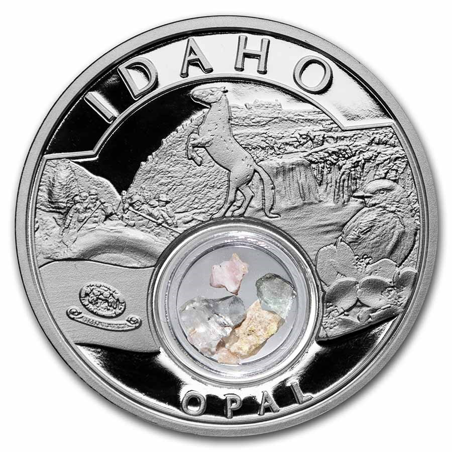 2021 1 oz Silver Treasures of the U.S. Idaho Opal (Box/COA)