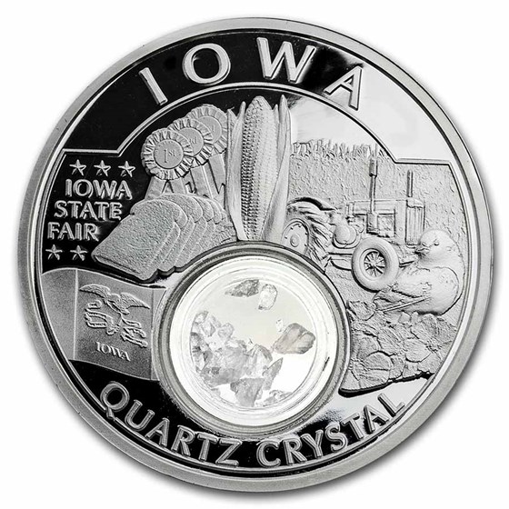 2021 1 oz Silver Treasures of the U.S. Iowa Quartz (Box/COA)