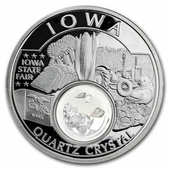 2021 1 oz Silver Treasures of the U.S. Iowa Quartz (Box/COA) 2021 1 oz Silver Treasures of the U.S. Iowa Quartz (Box/COA)