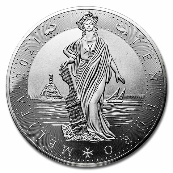 2021 10€ Malta 10 oz Melita BU