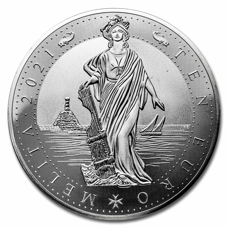 2021 10€ Malta 10 oz Melita BU