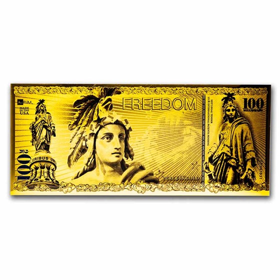 2021 100 Milligrams Gold Aurum Note Freedom 24K 2021 100 Milligrams Gold Aurum Note Freedom 24K