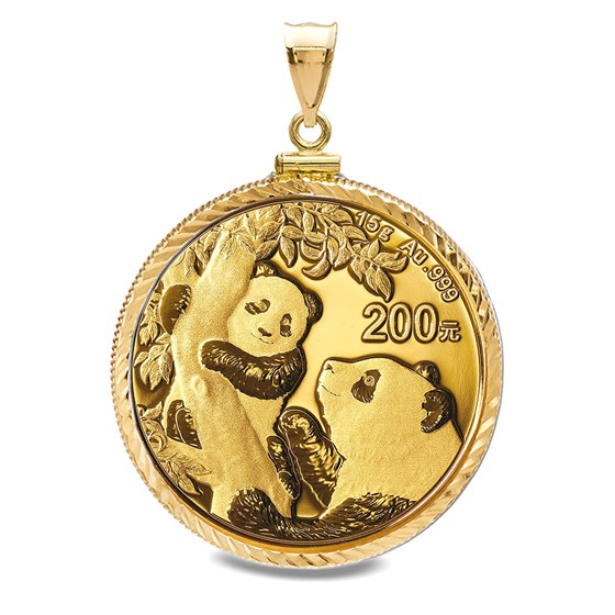 2021 15 gram Gold Panda Pendant (Diamond-Cut Screw Top Bezel) 2021 15 gram Gold Panda Pendant (Diamond-Cut Screw Top Bezel)