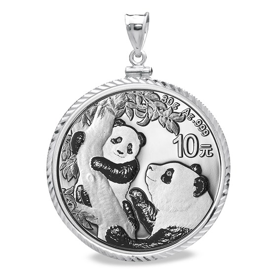 2021 30 gram Silver Panda Pendant (Diamond-ScrewTop Bezel) 2021 30 gram Silver Panda Pendant (Diamond-ScrewTop Bezel)
