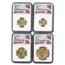 2021 4-Coin American Gold Eagle Set T-II MS-70 NGC (Everhart)