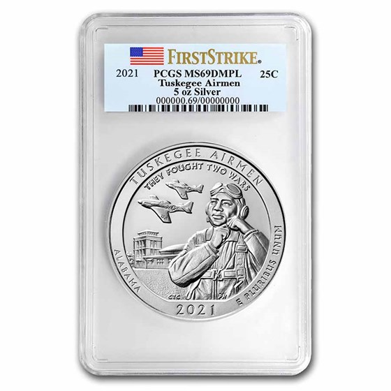 2021 5 oz Silver ATB Tuskegee Airmen MS-69 DMPL PCGS (FS) 2021 5 oz Silver ATB Tuskegee Airmen MS-69 DMPL PCGS (FS)