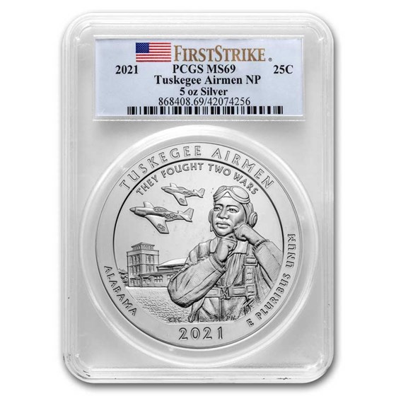 2021 5 oz Silver ATB Tuskegee Airmen MS-69 PCGS (FS) 2021 5 oz Silver ATB Tuskegee Airmen MS-69 PCGS (FS)
