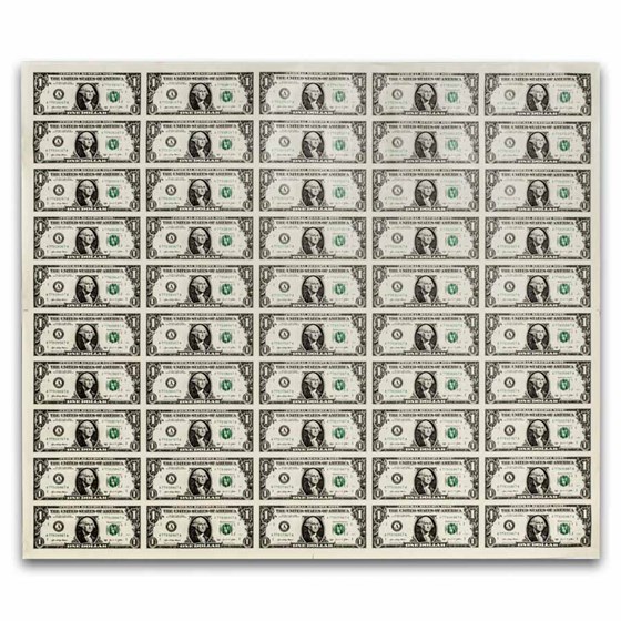 2021 (A-Boston) $1.00 FRN CU (Fr#-B) 50 Uncut sheet